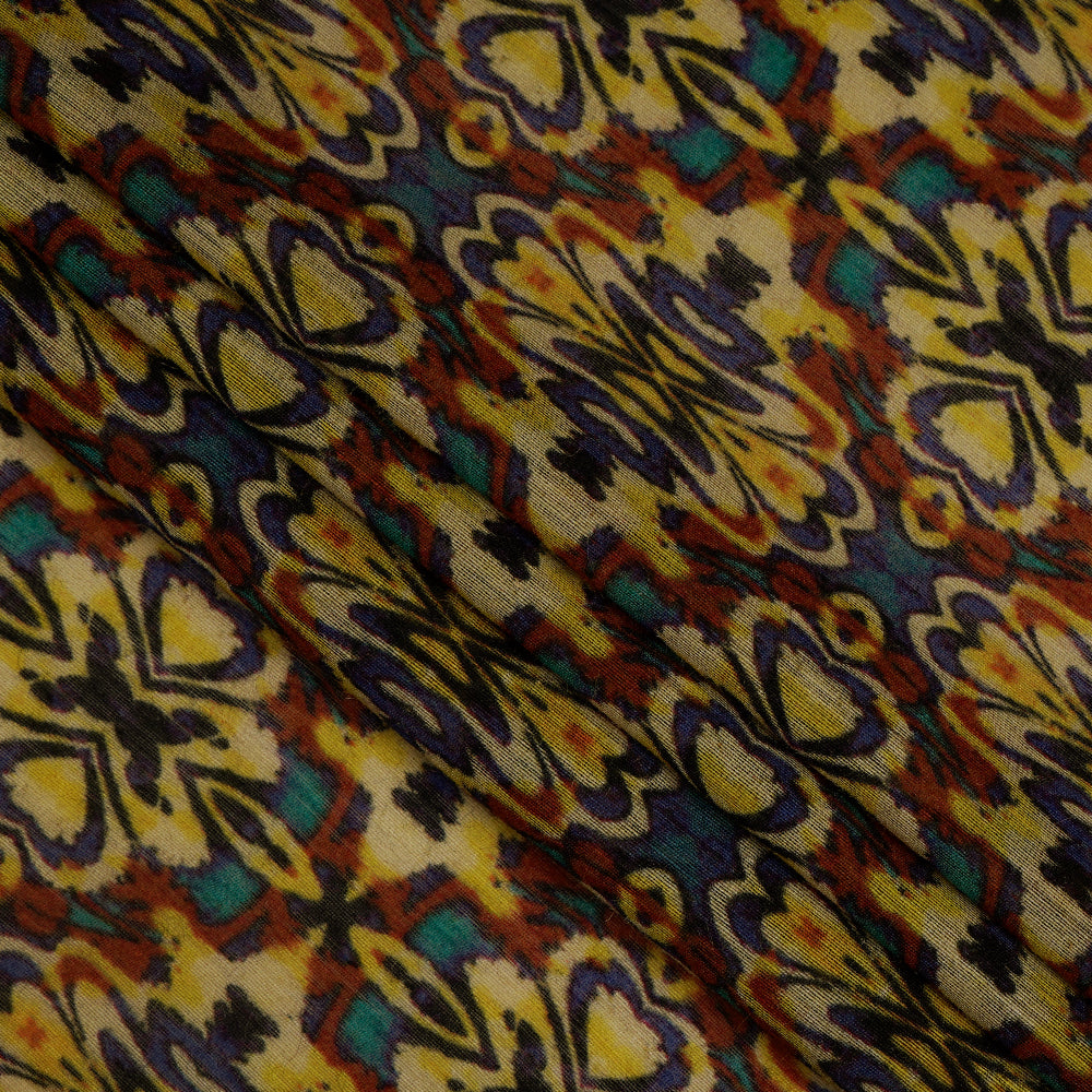 Multi Color Digital Printed Muga Silk Fabric