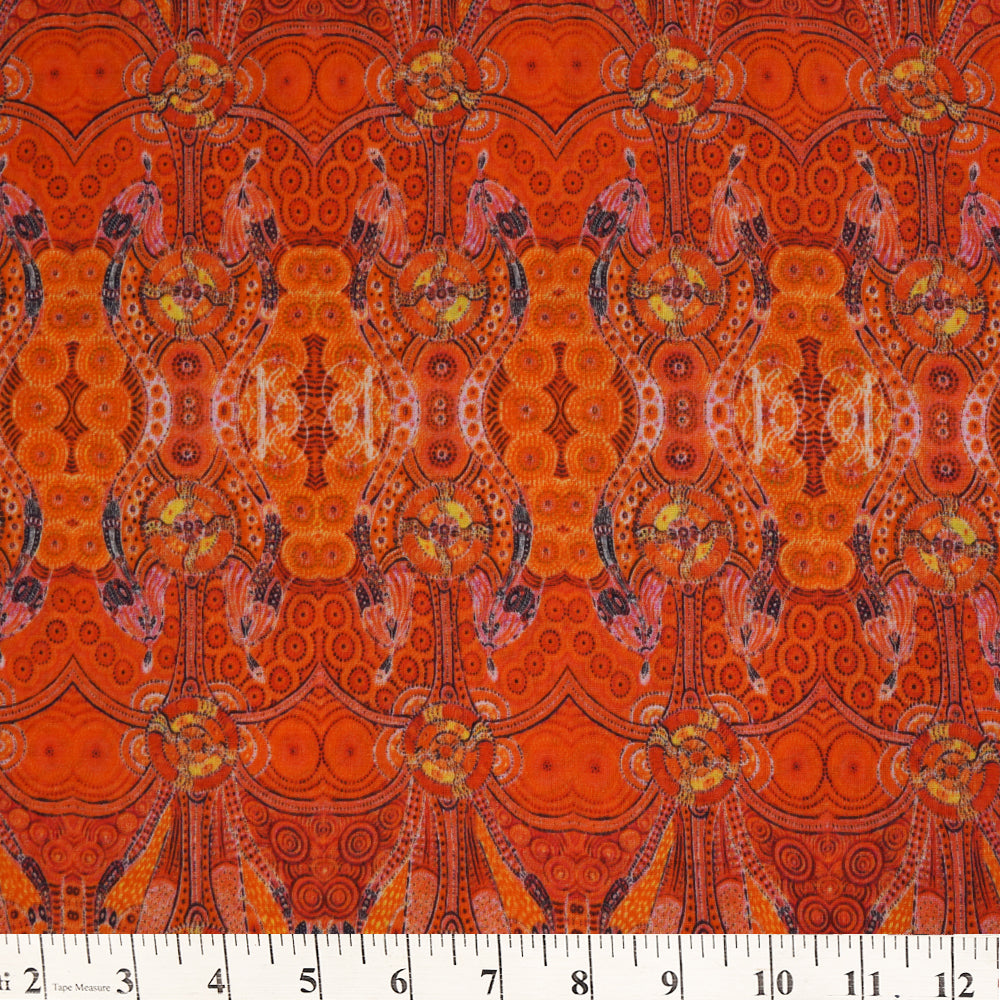 Orange Color Digital Printed High Twisted Cotton Voile Fabric