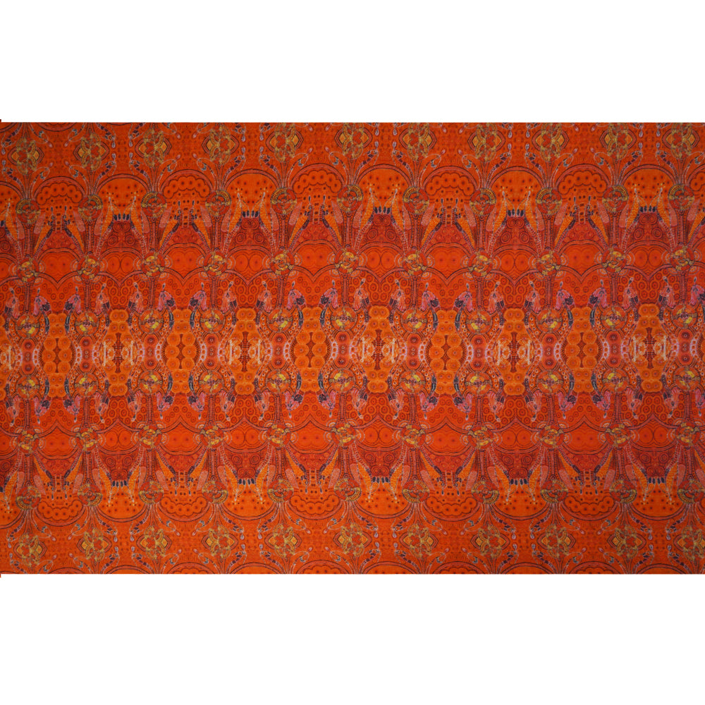 Orange Color Digital Printed High Twisted Cotton Voile Fabric