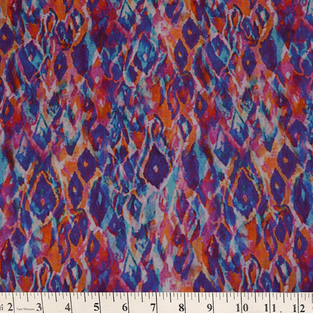 Multi Color Digital printed Tussar Chanderi Fabric