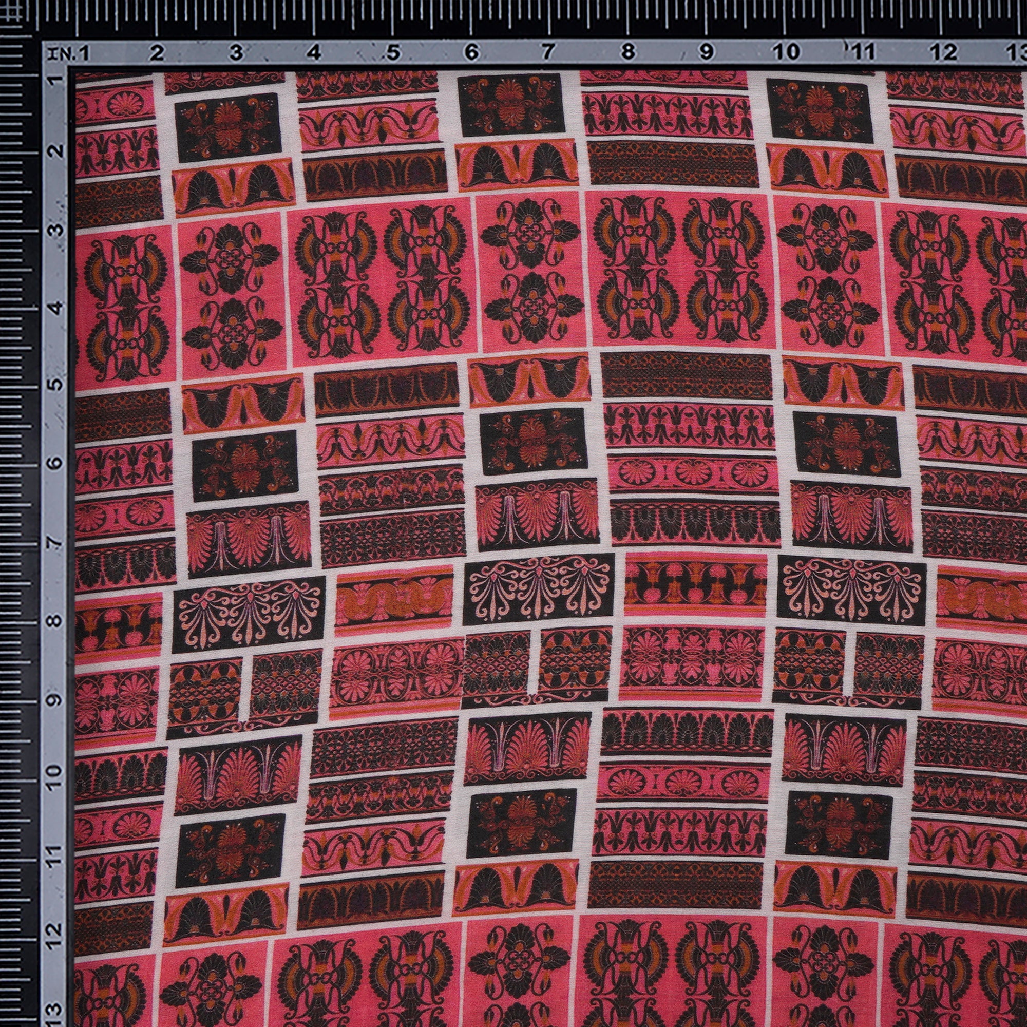 Pink-Black Color Digital Printed Modal Silk Fabric
