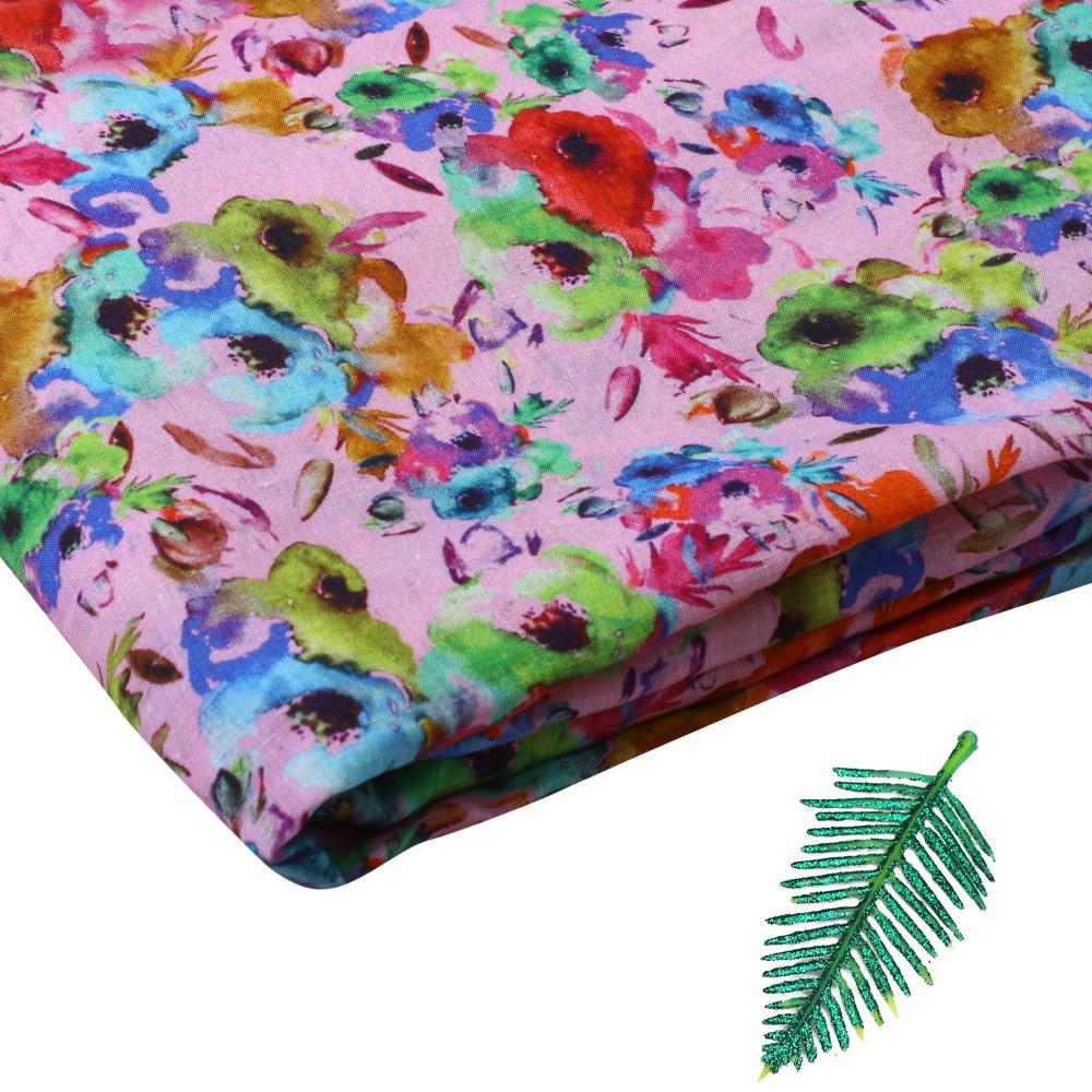 Multi Color Digital Printed Linocel Cotton Fabric