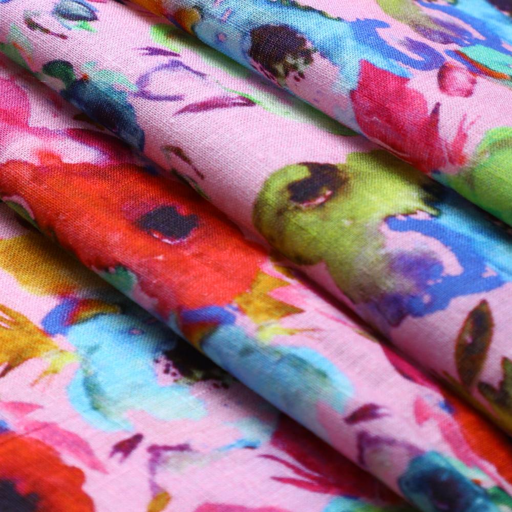 Multi Color Digital Printed Linocel Cotton Fabric