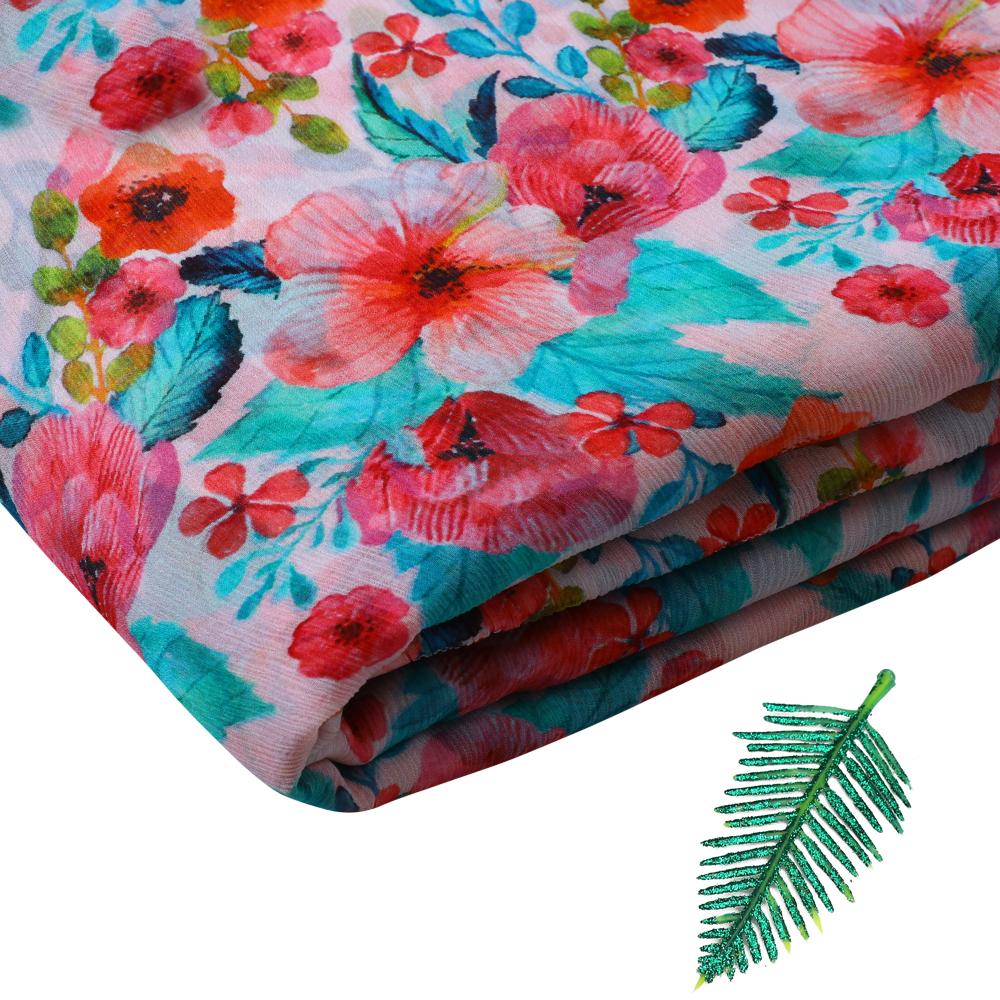 Multi Color Digital Printed Chiffon Silk Fabric