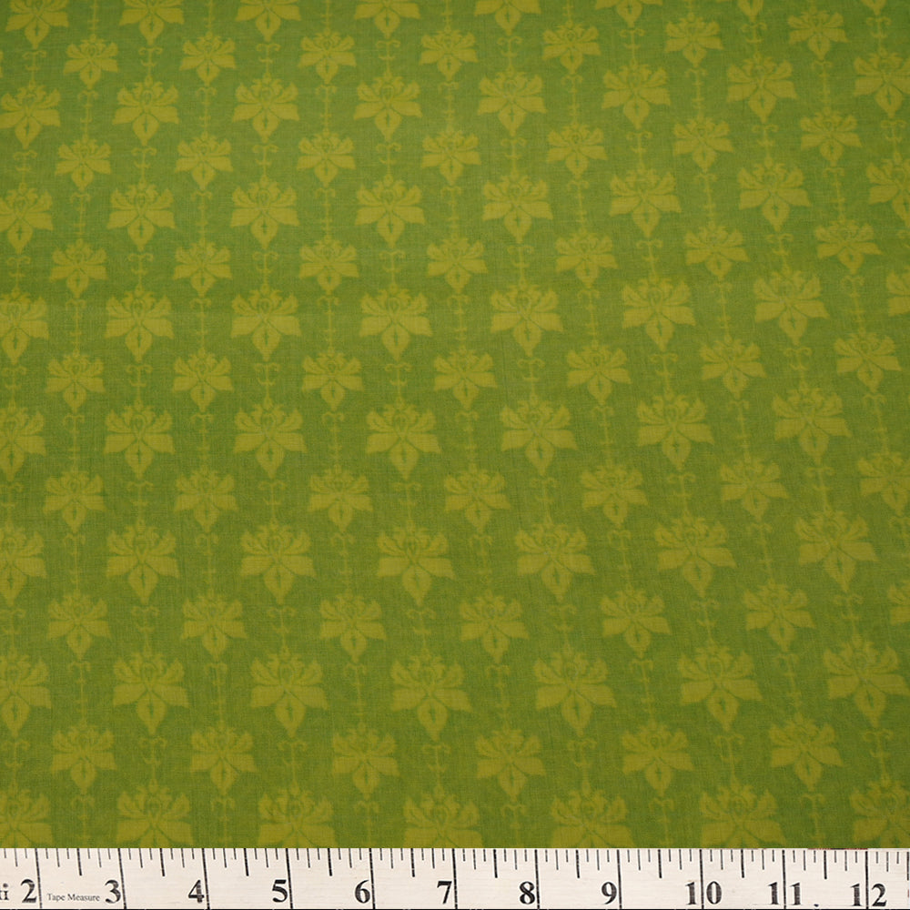 Green Color Digital Printed Tussar Chanderi Fabric