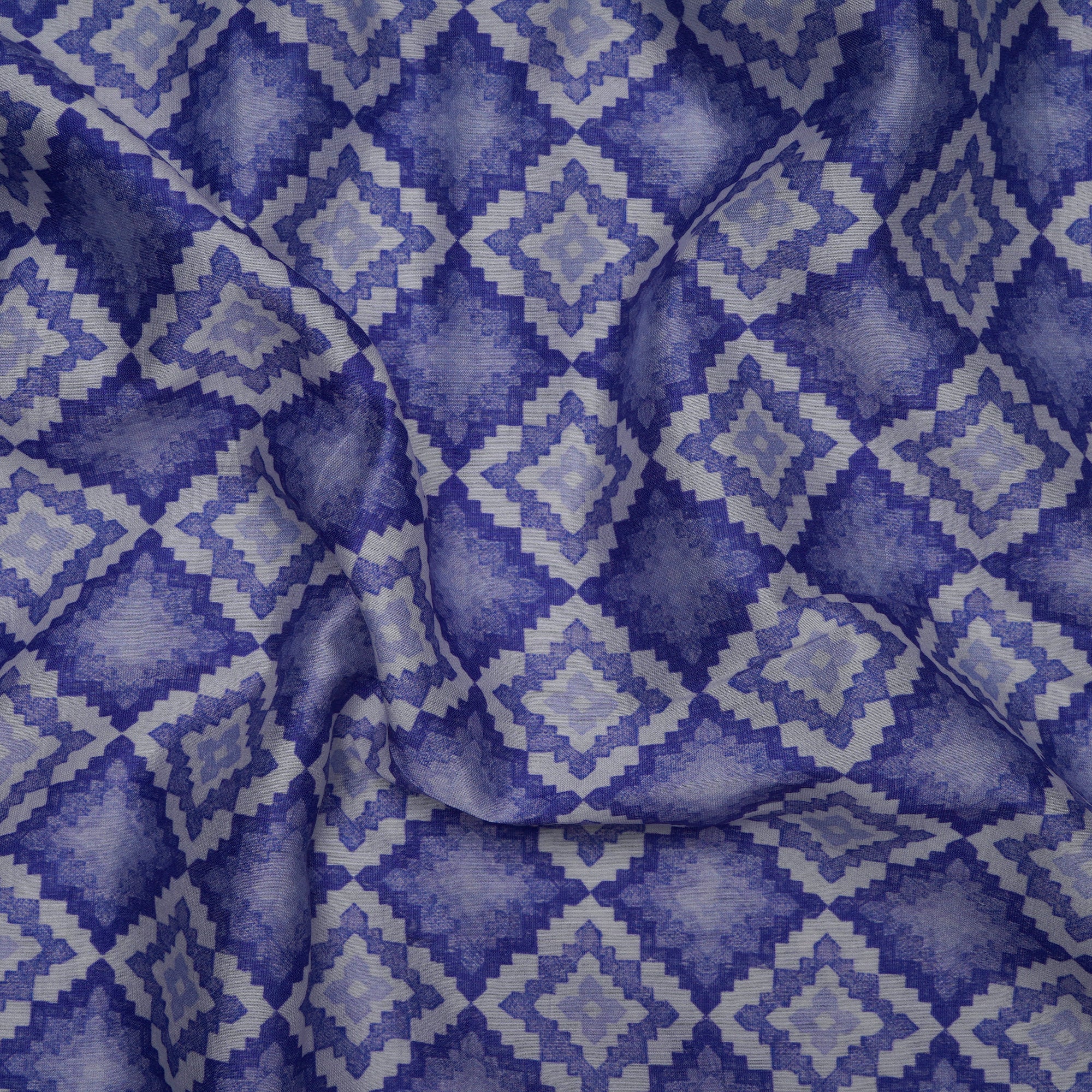 Blue Color Digital Printed Chanderi Fabric