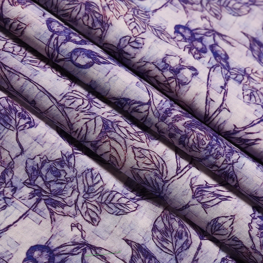 Purple Color Digital Printed Chanderi Fabric