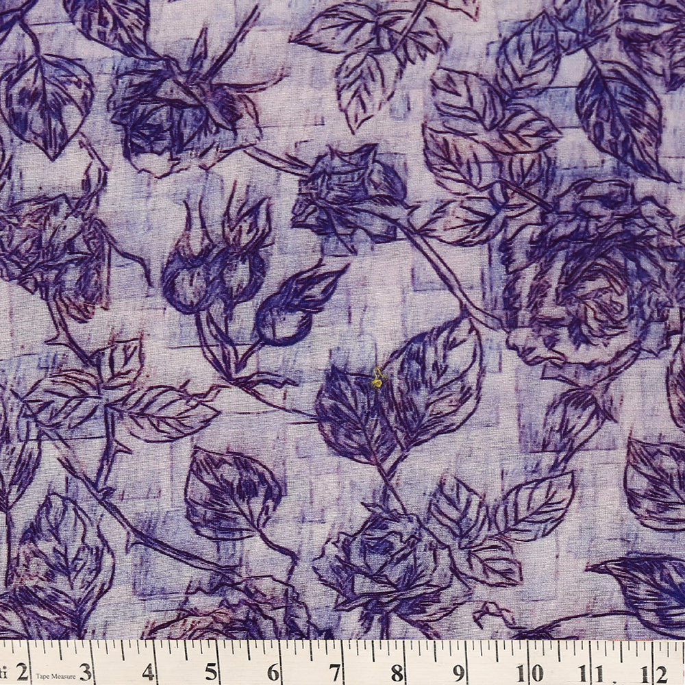 Purple Color Digital Printed Chanderi Fabric