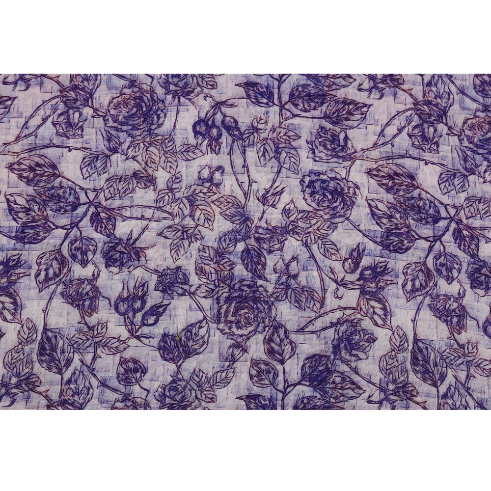 Purple Color Digital Printed Chanderi Fabric