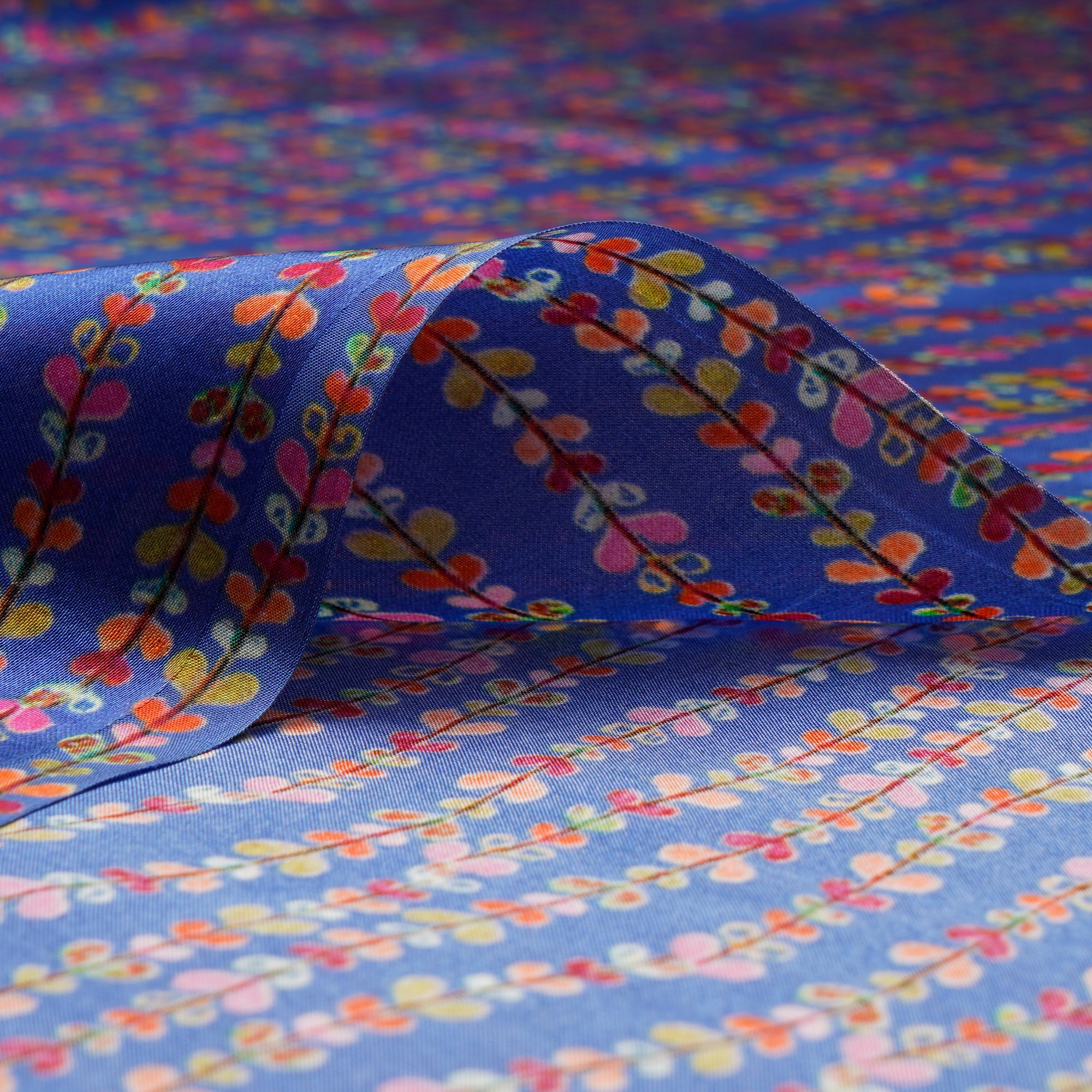 Multi Color Digital Printed Bemberg Satin Fabric