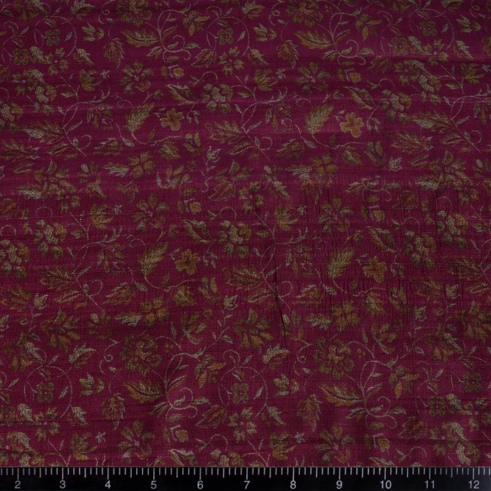 Pink Color Digital Printed Tussar Silk Fabric