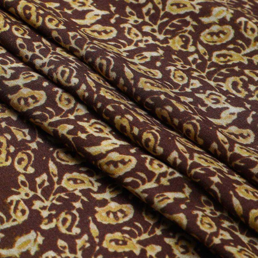 Brown Color Digital Printed Muga Georgette Fabric