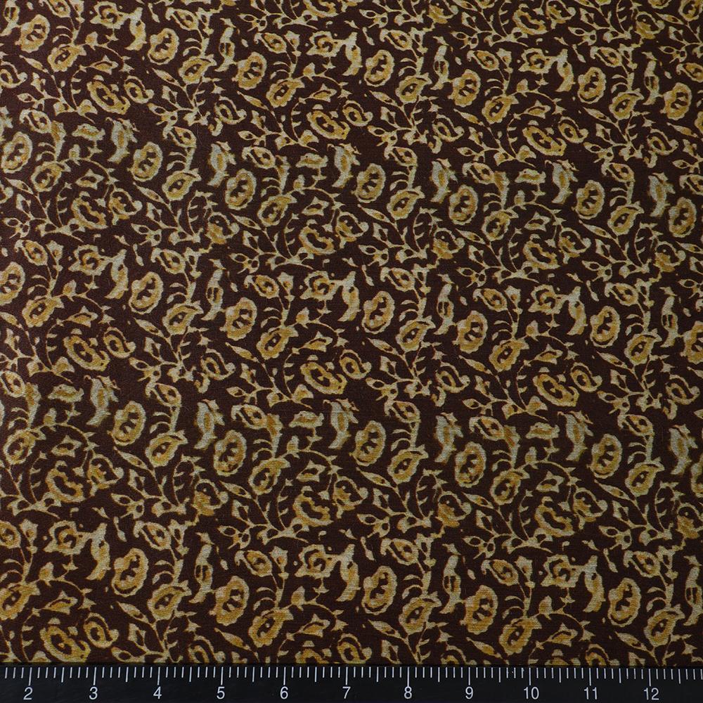 Brown Color Digital Printed Muga Georgette Fabric