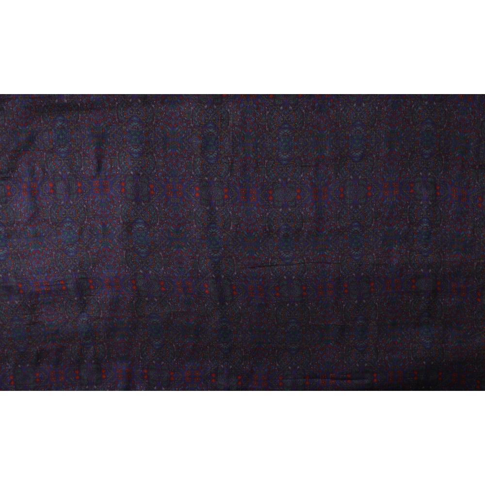 Purple Color Digital Printed Tussar Silk Fabric