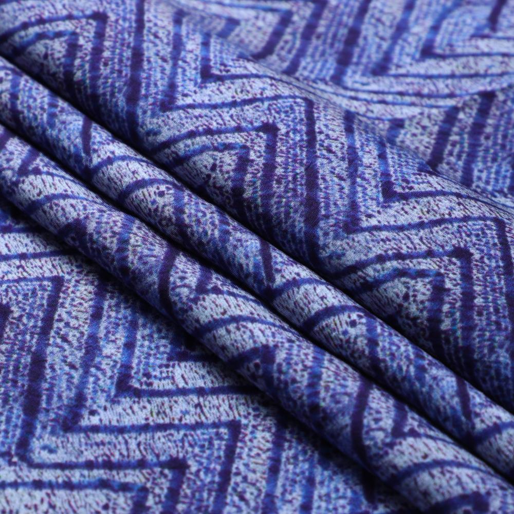 Blue Color Digital Printed Habotai Silk Fabric