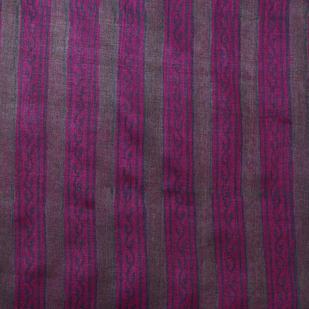 Pink-Brown Color Printed Tussar Silk Fabric