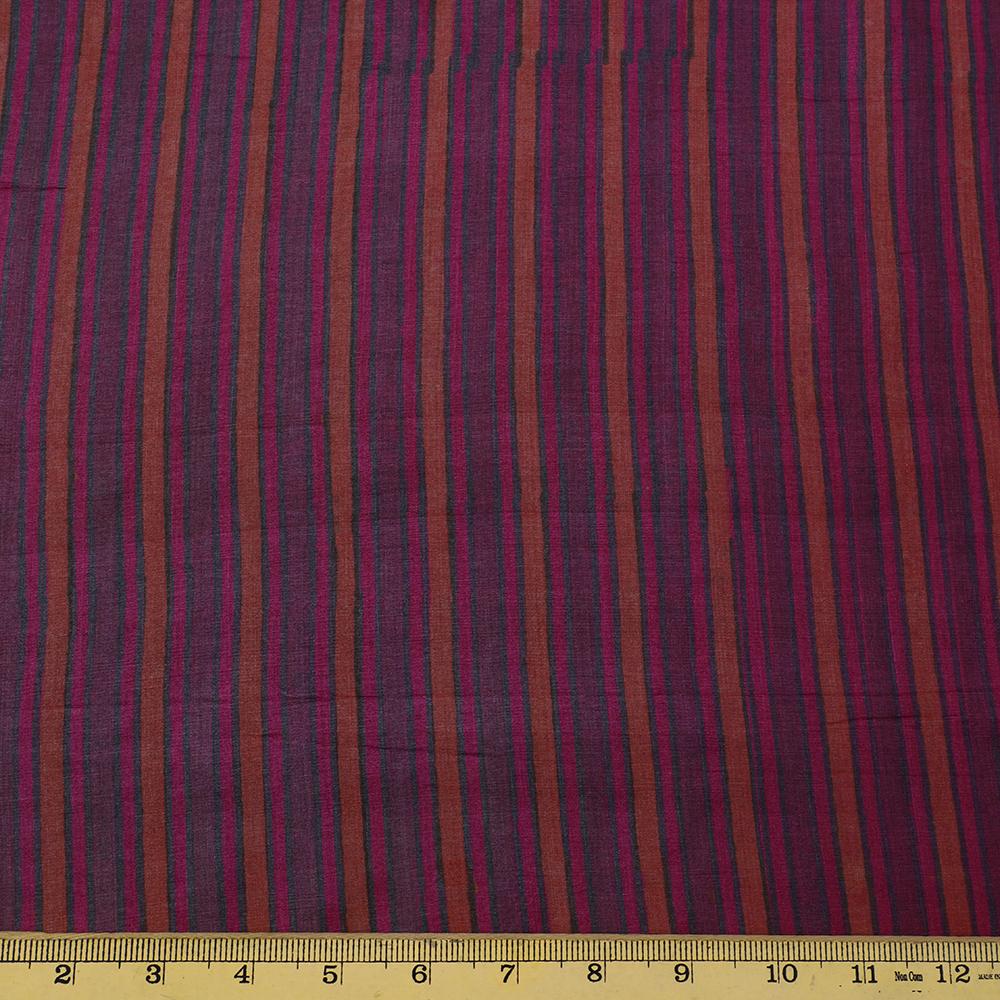 Magenta Pink Color Printed Tussar Silk Fabric