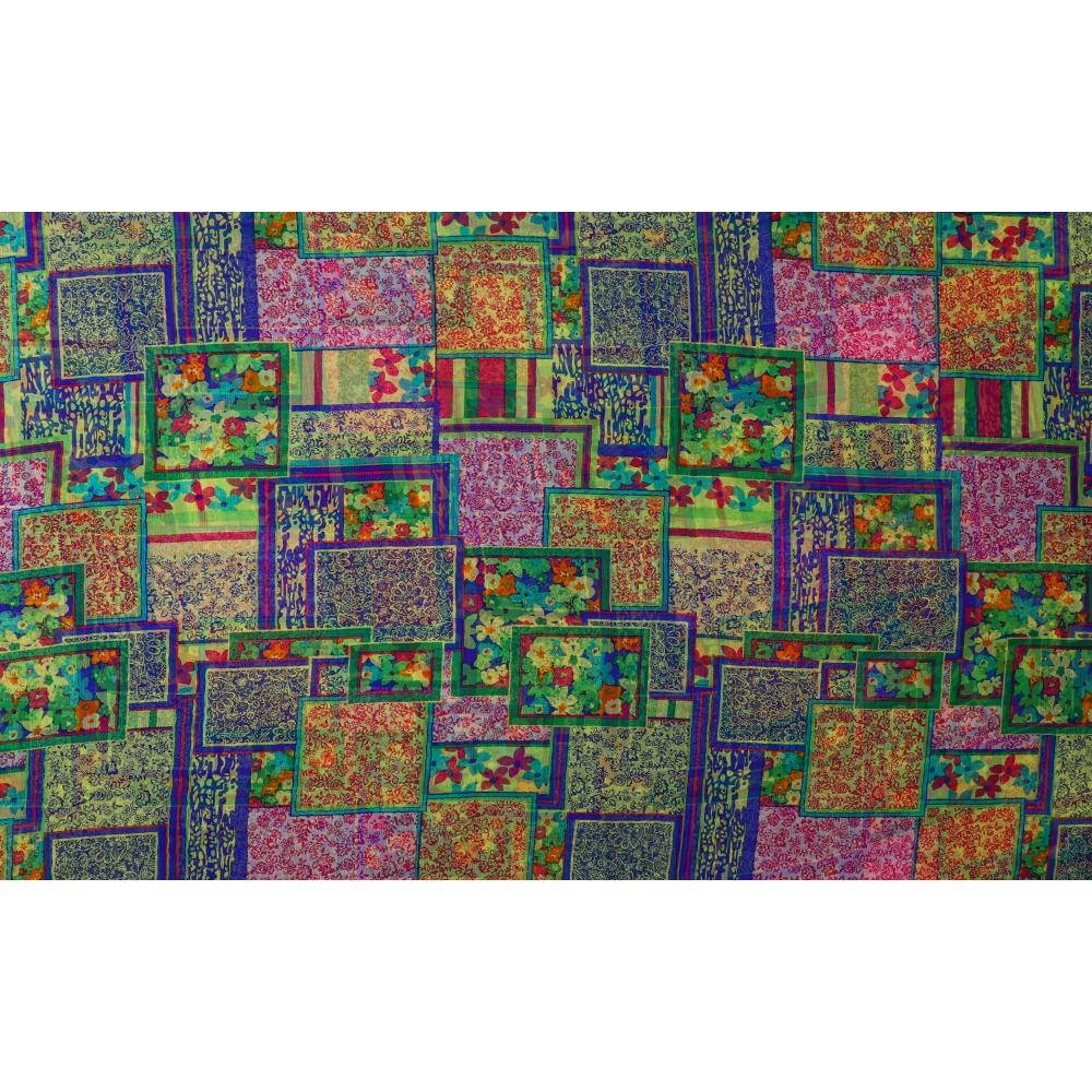 Multi Color Printed Chiffon Silk Fabric