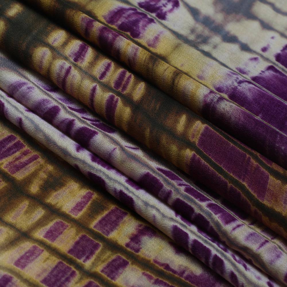 Purple-Yellow Color Handcrafted Batik Printed Cotton Fabric