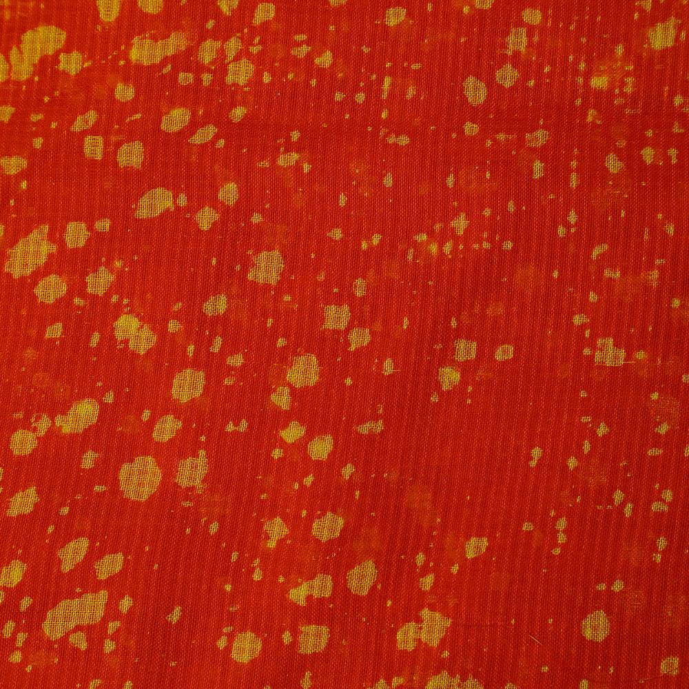 Orange-Yellow Color Tie and Dye Printed Kota Silk Fabric
