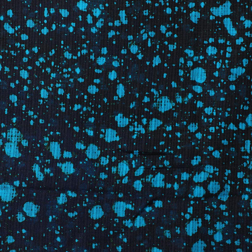 Black-Light Blue Color Tie and Dye Printed Kota Silk Fabric