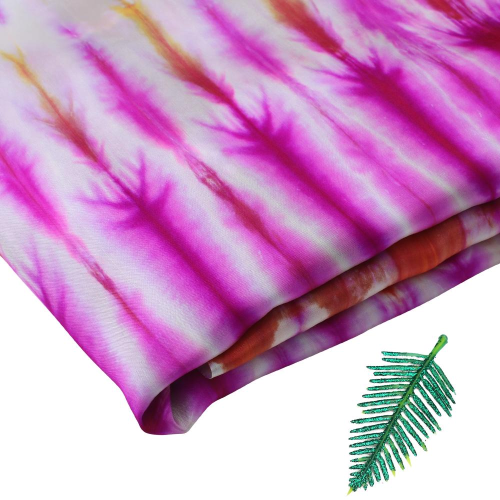 Multi Color Handcrafted Tie and Dye Printed Habotai Silk Fabric