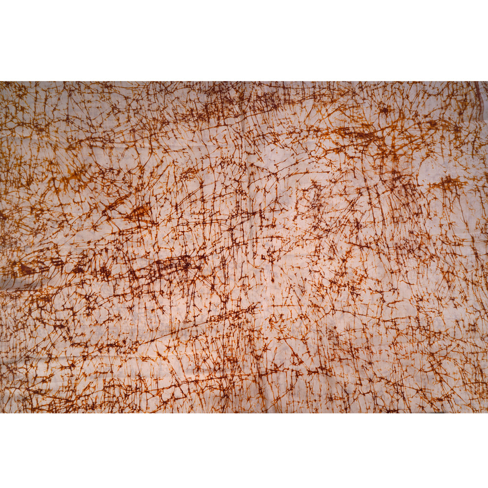 (Pre Cut 2.10 Mtr Piece) Cream-Brown Color Handcrafted Batik Printed Cotton Fabric