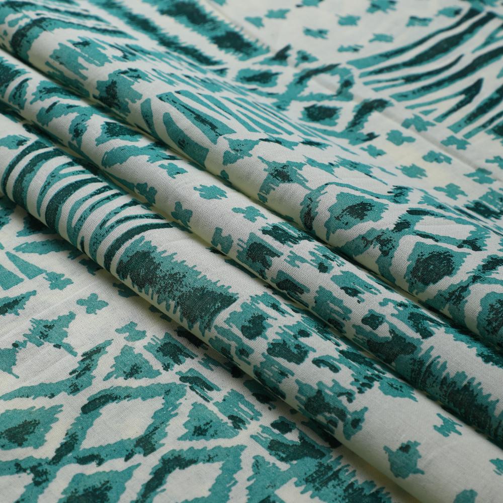 Spearmint Green Color Printed Voile Cotton Fabric