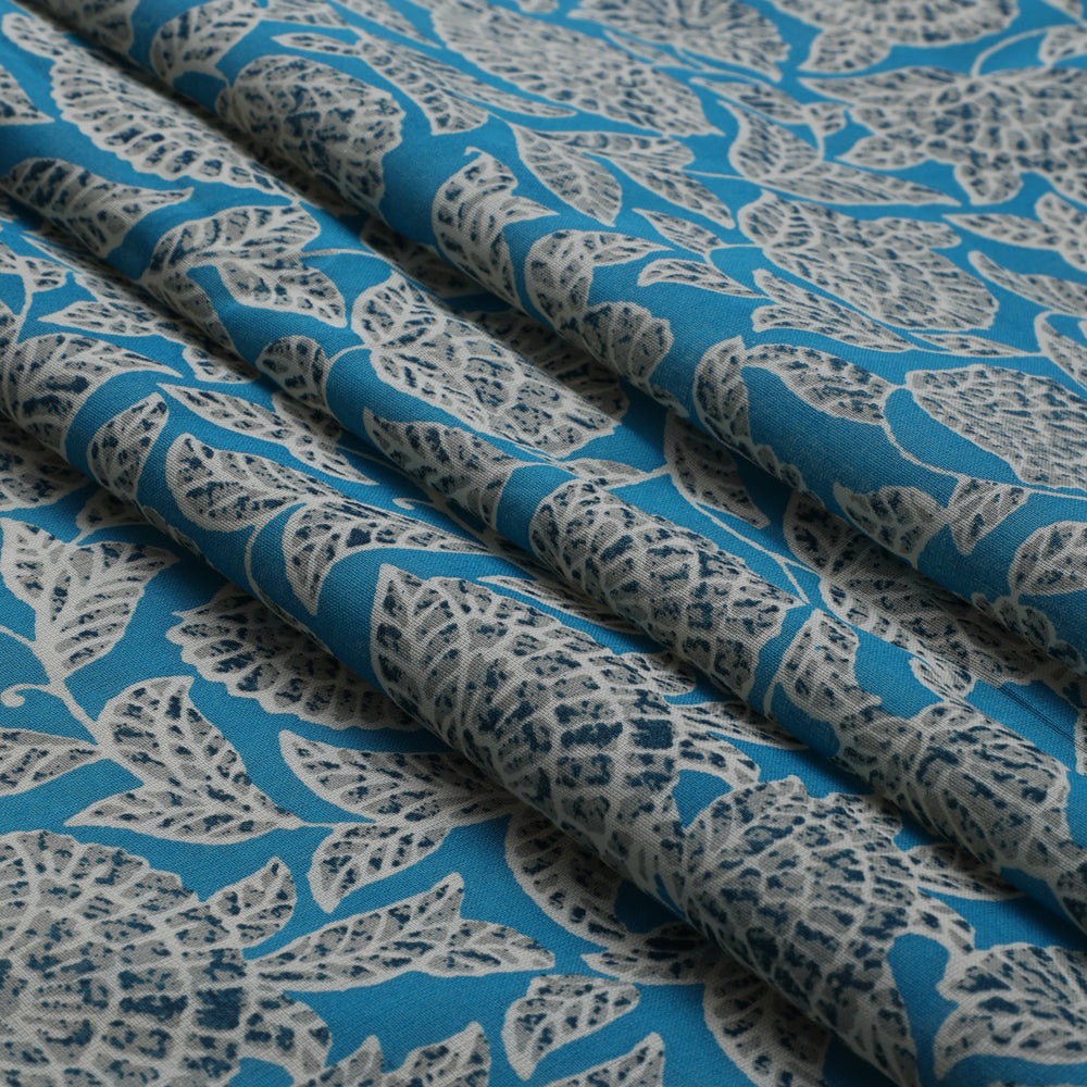 Light Blue Color Digital Printed High Twisted Cotton Voile Fabric