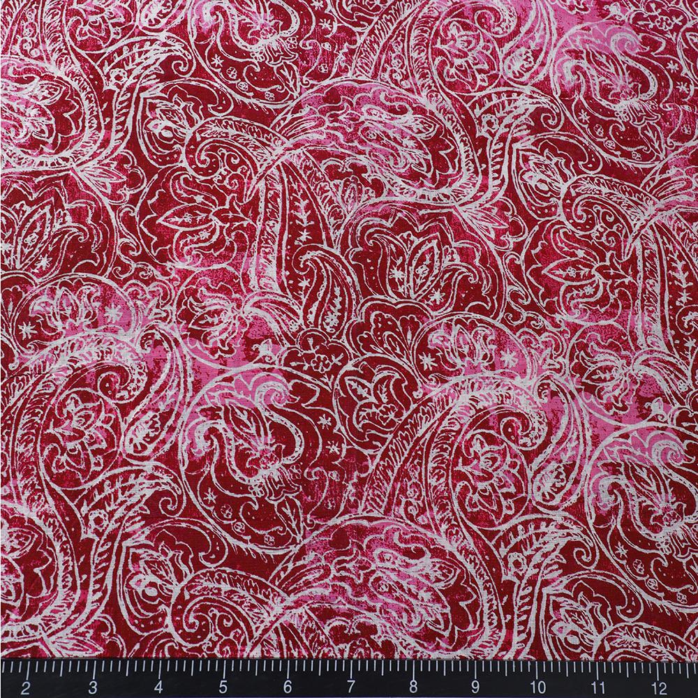 Mauve Color Digital Printed Fine Chanderi Fabric
