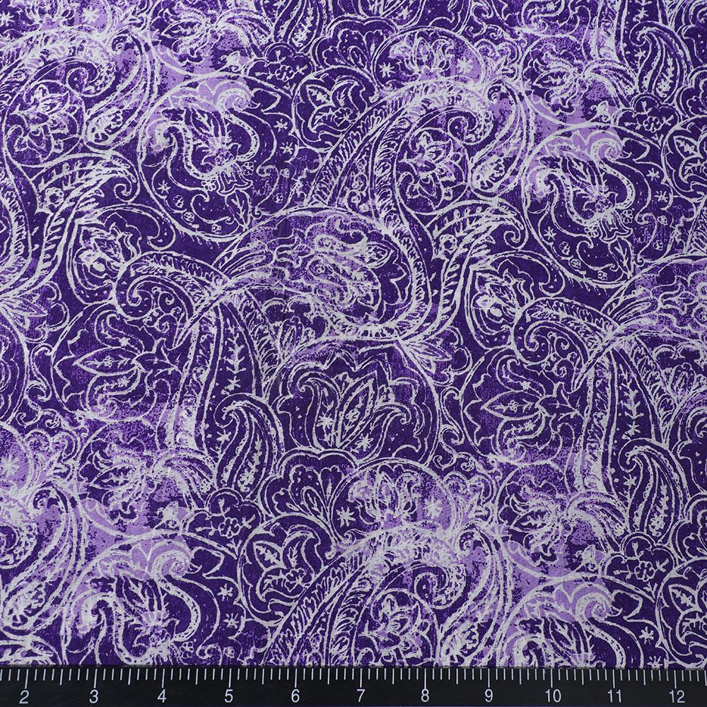 Purple Color Digital Printed Fine Chanderi Fabric