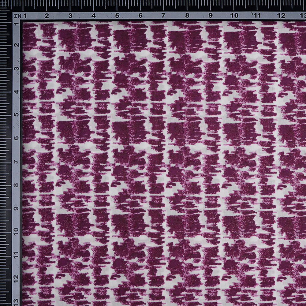 Purple-White Color Digital Printed Cotton Lawn Fabric