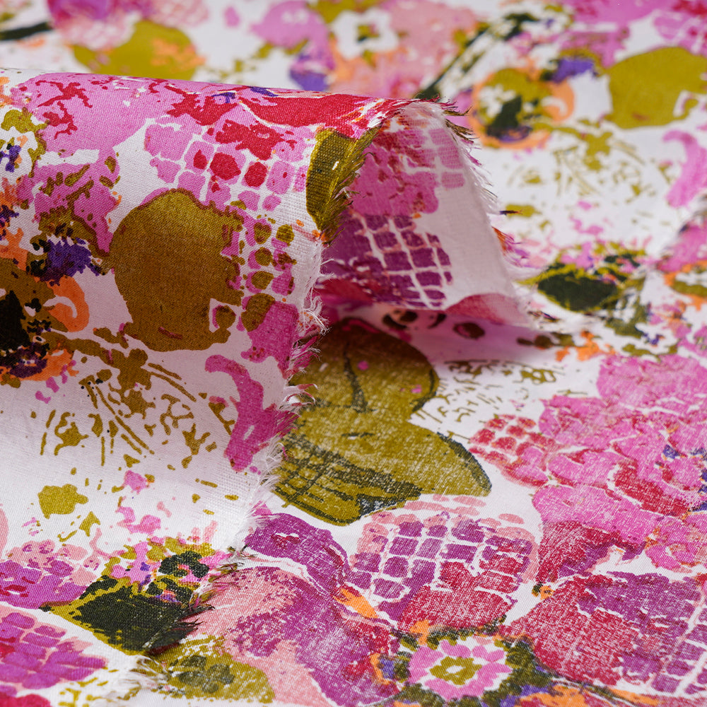 Multi Color Printed Cotton Lawn Fabric