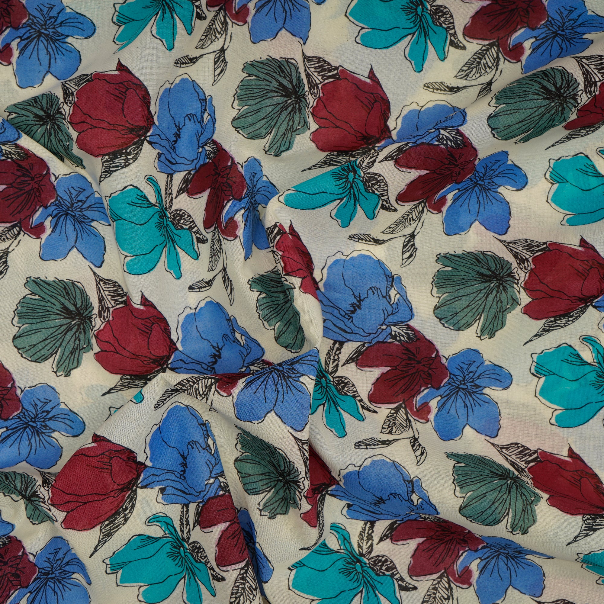 Multi Color Printed Cotton Voile Fabric