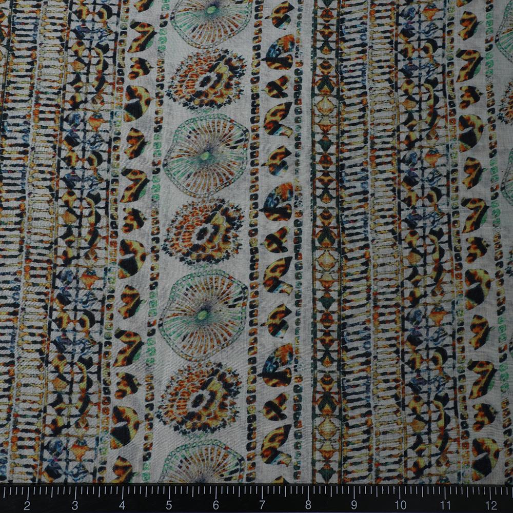 Multi Color Digital Printed Pure Tussar Chanderi Fabric Fabric