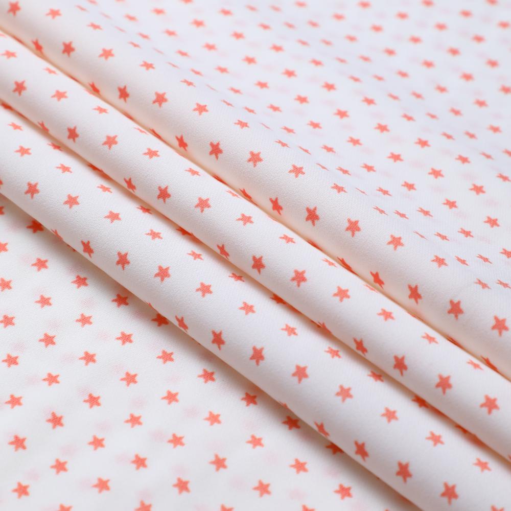 White-Coral Color Printed Georgette Fabric