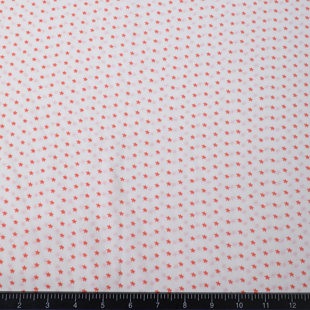 White-Coral Color Printed Georgette Fabric