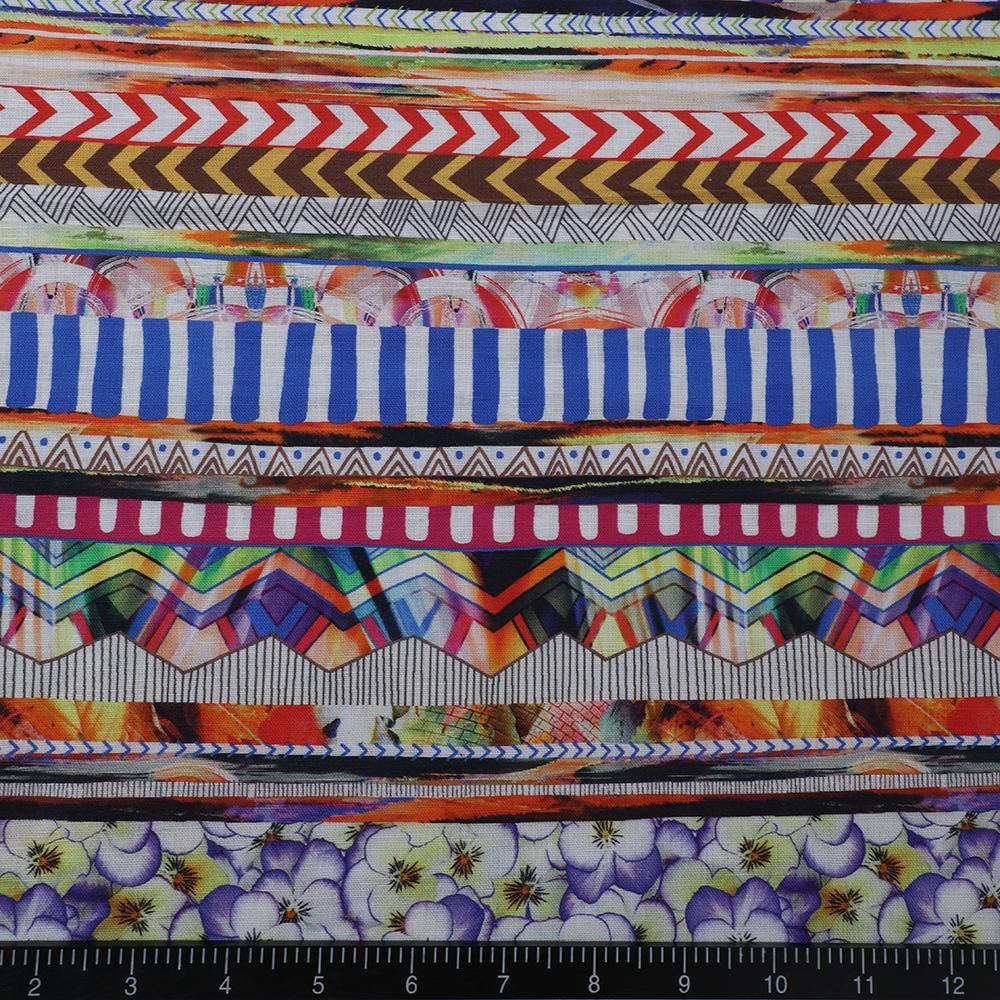 Multi Color Digital Printed Cotton Linen Fabric