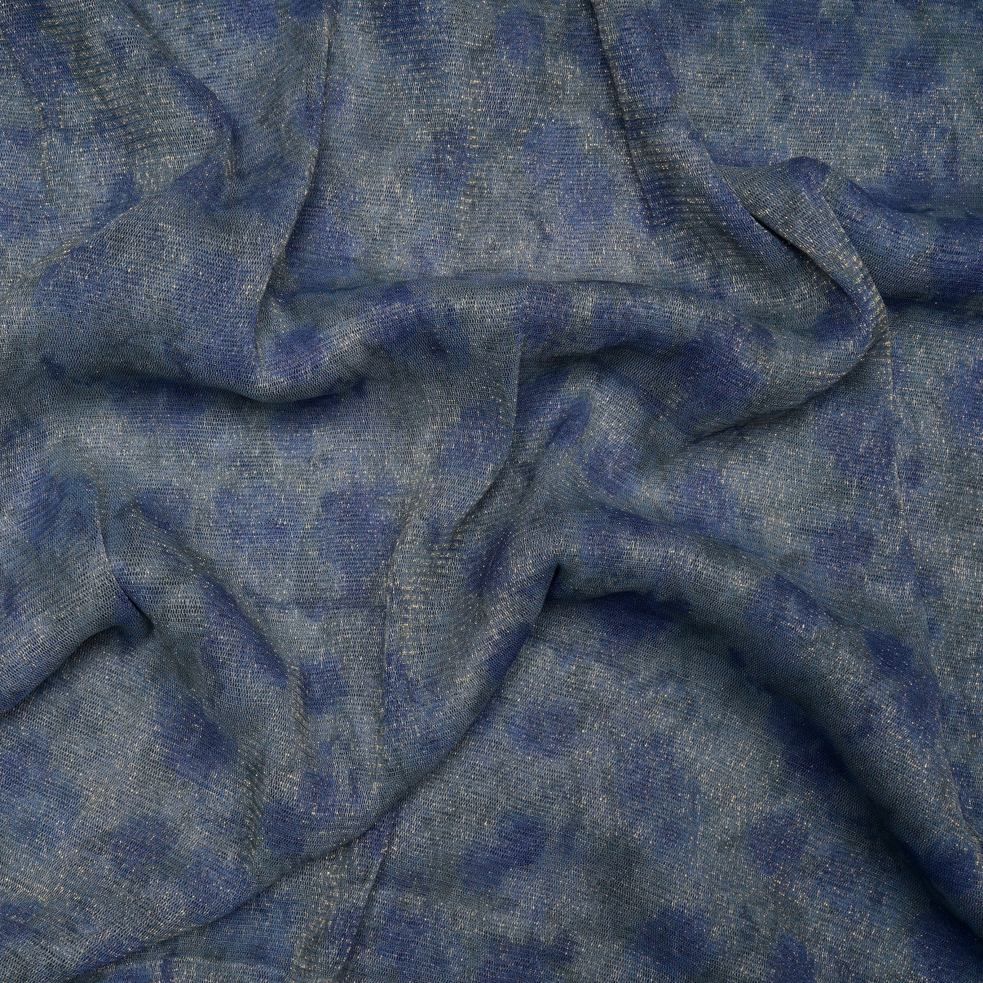 Grey-Blue Color Printed Nylon Net Fabric
