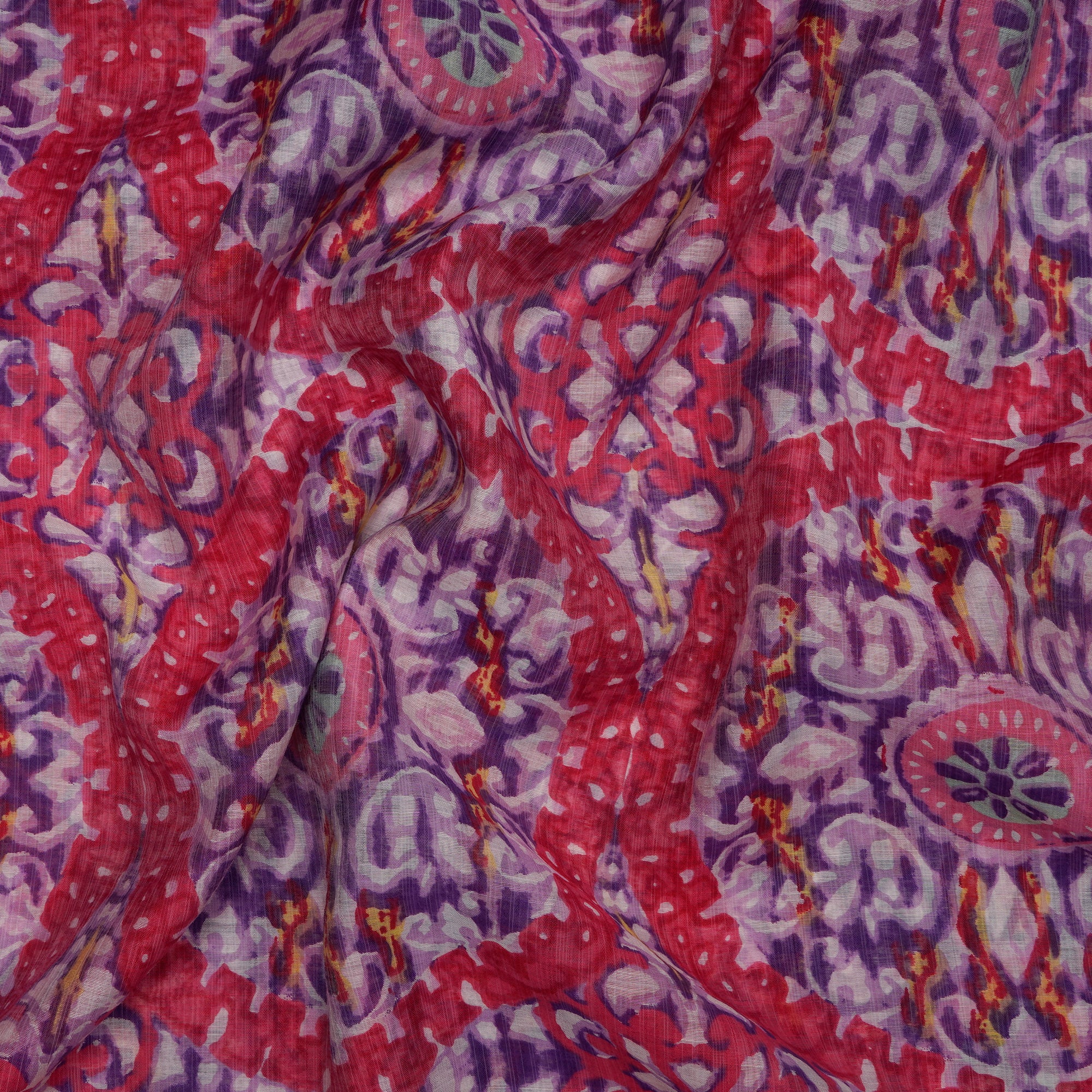 Red-Purple Color Printed Fine Muslin Fabric