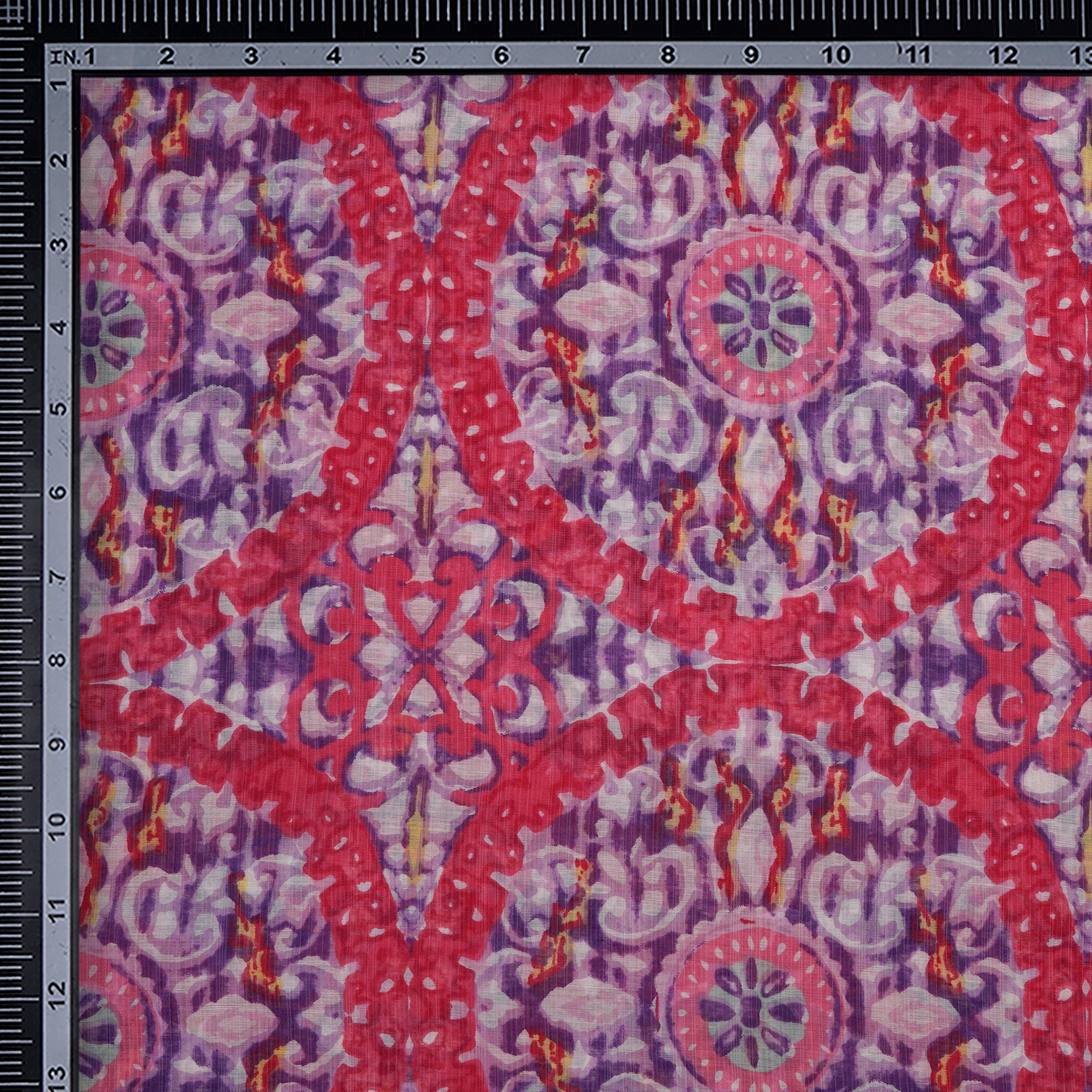 Red-Purple Color Printed Fine Muslin Fabric