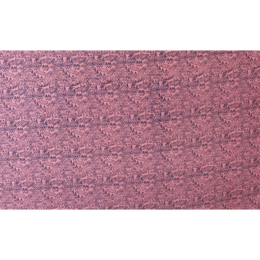 Light Pink-Black Color Printed Fine Chanderi Fabric