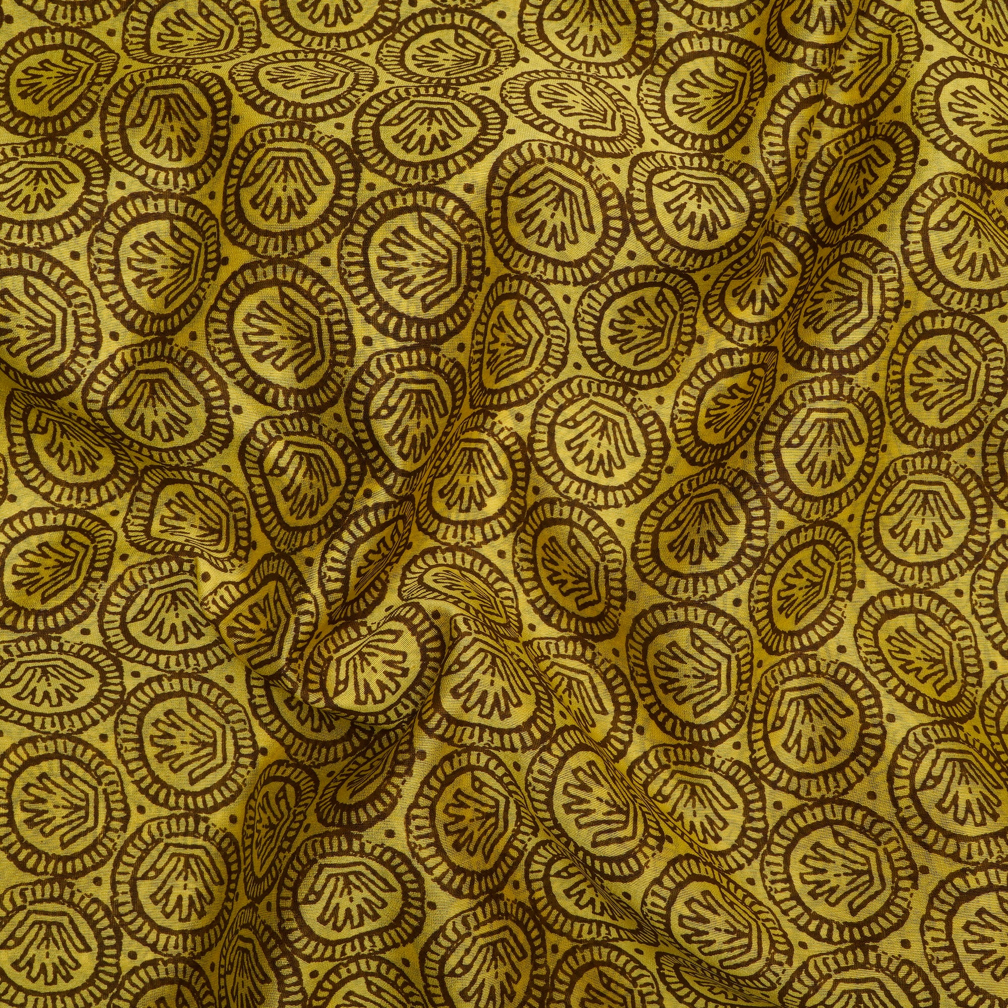 Yellow-Brown Color Digital Printed Fine Chanderi Fabric