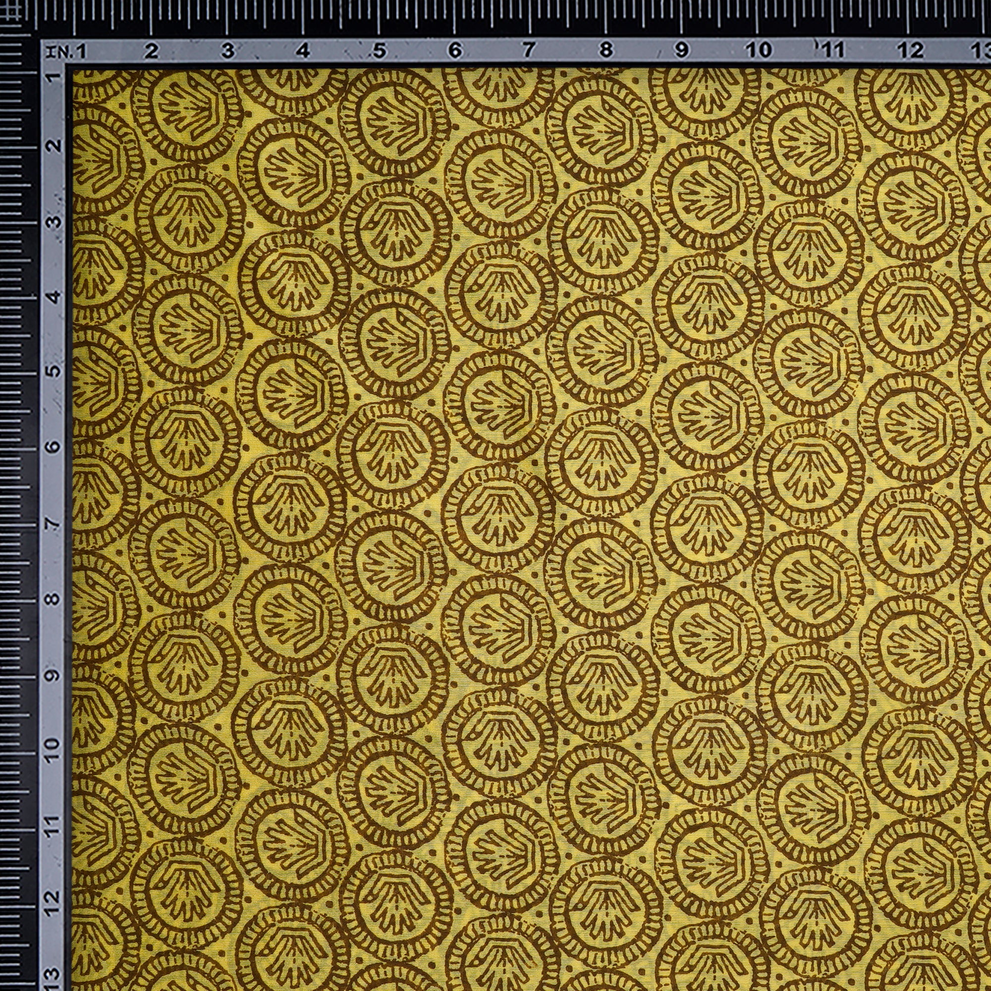Yellow-Brown Color Digital Printed Fine Chanderi Fabric