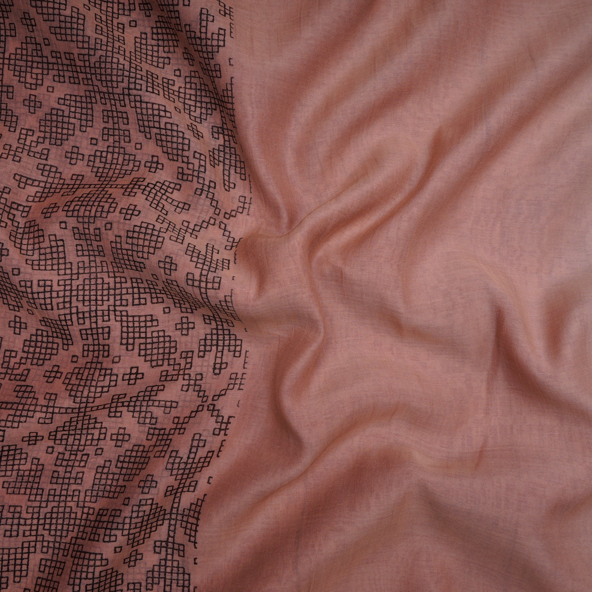 Beige Color Printed Fine Chanderi Fabric