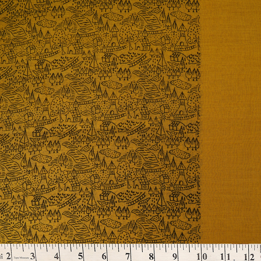 Mustard Color Printed Fine Chanderi Fabric