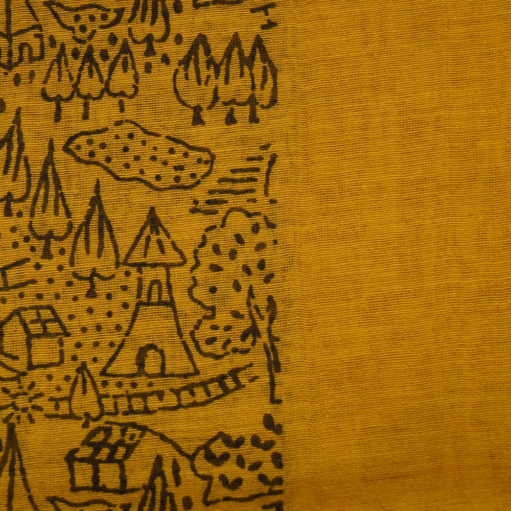 Mustard Color Printed Fine Chanderi Fabric