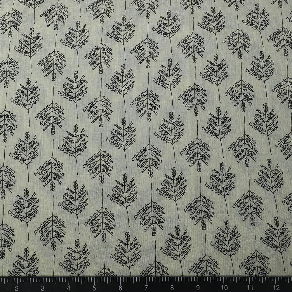 Cream-Black Color Printed Cheese Cotton Fabric