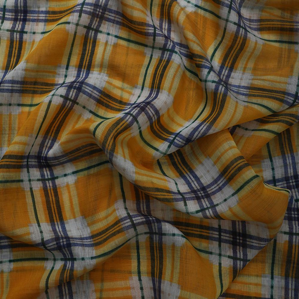 Yellow Color Printed Fine Muslin Fabric