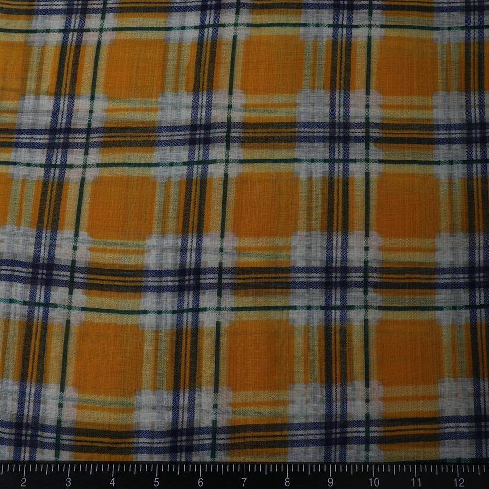 Yellow Color Printed Fine Muslin Fabric